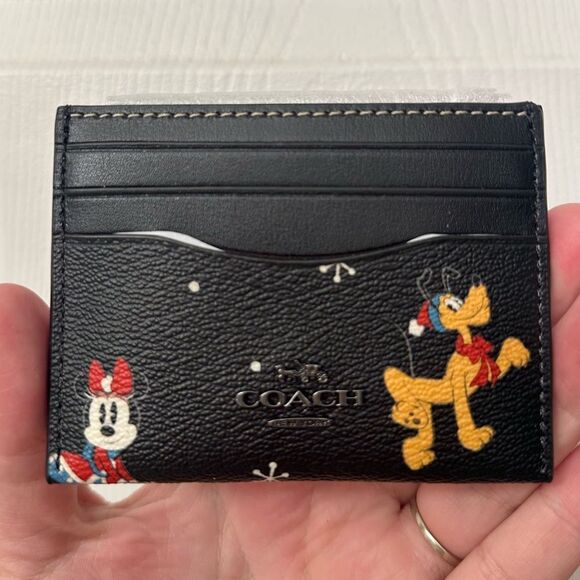 Disney X Coach Slim Id Card Case With Holiday Print - Picture 1 of 4